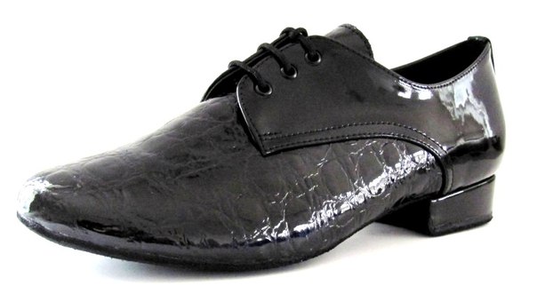 Dance Fox: мужские стандарт каблук 2 см  [MSt-047] (Нат.лак.крокодил крупн./иск.черн.лак) р.235-3150