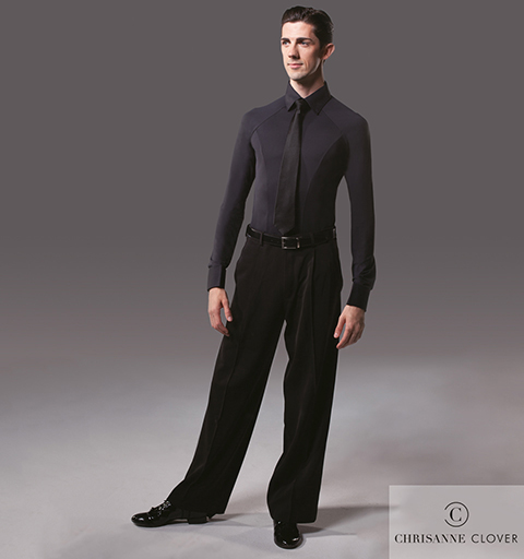 CHRISANNE: мужская танцевальная одежда рубашка для стандарта  [RAGLAN] (черная)