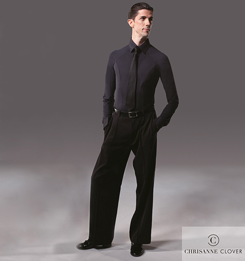 CHRISANNE: мужская танцевальная одежда рубашка для стандарта  [RAGLAN] (черная)