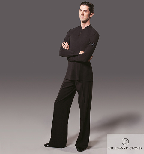 CHRISANNE: мужская танцевальная одежда рубашка для латины  [THREE BUTTON] (черная) р. XS,S, M