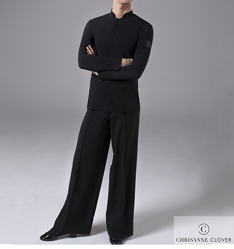 CHRISANNE: мужская танцевальная одежда рубашка для латины  [THREE BUTTON] (черная) р. XS,S, M