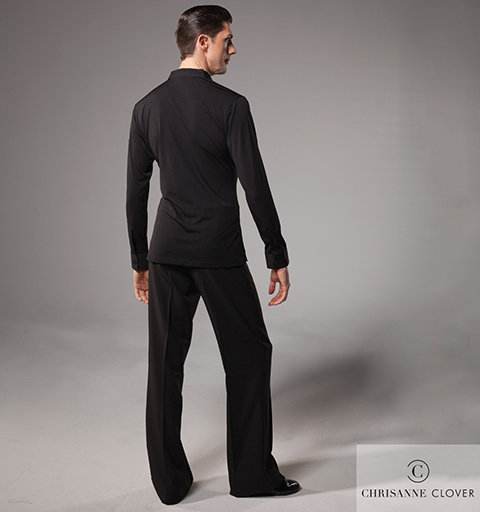 CHRISANNE: мужская танцевальная одежда рубашка для латины  [FOUR BUTTON] (черная) р. XS,S, M