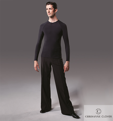 CHRISANNE: мужская танцевальная одежда рубашка  [V NECK TOP] (Черн.) р. S,M, L