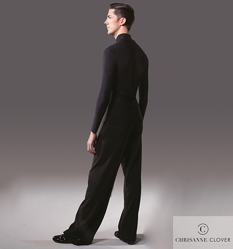 CHRISANNE: мужская танцевальная одежда рубашка  [HIGH NECK] (Черн.) р. S,M, L