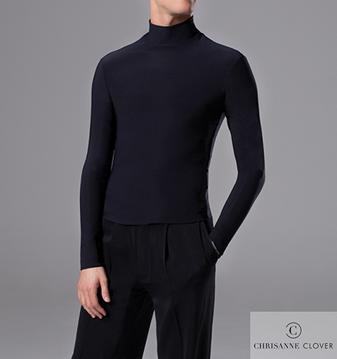 CHRISANNE: мужская танцевальная одежда рубашка  [HIGH NECK] (Черн.) р. S,M, L