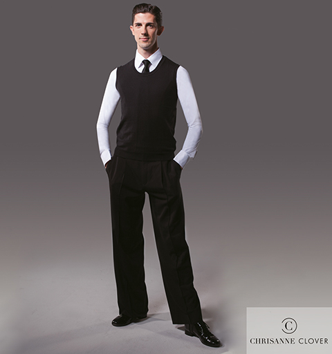 CHRISANNE: мужская танцевальная одежда жилет  [ROUND NECK] (Черн.) р. S,M, L