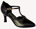 Dance Fox: женские стандарт каблук 7 см  Утолщенный Клёш   [Долорес RA] (Натуральная чёрная кожа)