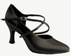 Dance Fox: женские стандарт каблук 7 см  Утолщенный Клёш   [Ронни LC] (Чёрный сатин)