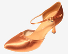 Dance Fox: женские стандарт каблук 7 см  Клёш   [Танго стретч LА] (Сатин кедр)