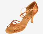 Dance Fox: женские латина каблук 7 см  Клёш   [Алонца С] (Сатин кедр)