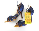 Dance Fox: женские латина каблук 5-6-7-8-9 см Шпилька/Клёш  [LLA-061] (Синий сатин) р.220-270