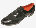 Dance Fox: мужские стандарт каблук 2 см  [Палермо] (Иск. нубук чёрн. + иск. лак чёрн..)