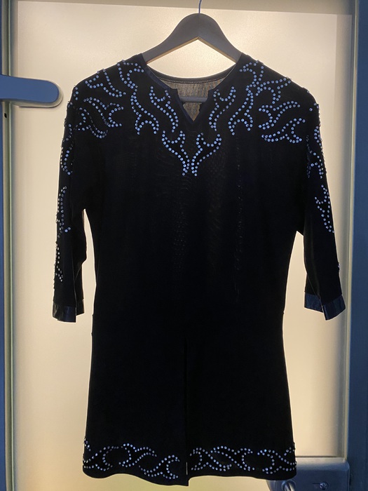 Танцевальный костюм: мужская рубашка латина рост 175-178 см  (Чёрная) р.48