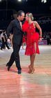 Танцевальный костюм: женское платье для бальных танцев латина, рост 164-168 см  (Красное с боа) р.42-44