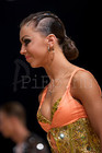 Танцевальный костюм: женское платье латина   (Оранж.c золотым корсетом) р.S-XS