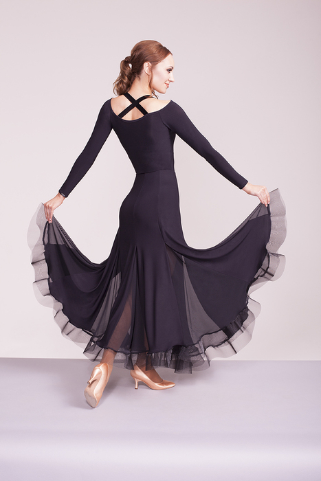 CHRISANNE: женская танцевальная одежда юбка для стандарта  [WHISPER] (Чёрн.) р.S, M, L