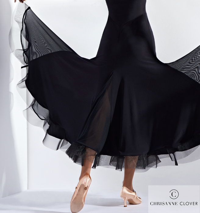 CHRISANNE: женская танцевальная одежда платье для стандарта  [REVOLUTION] (Чёрн.) р.XS,S, M, L,XL