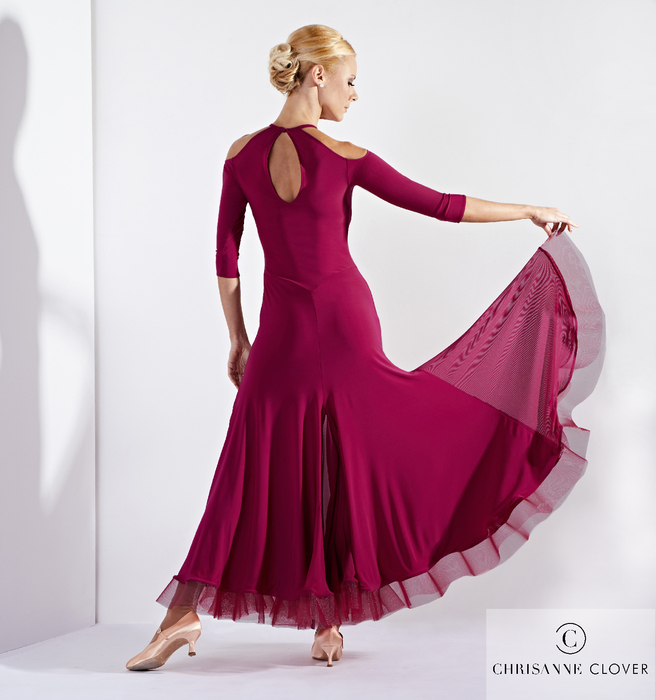 CHRISANNE: женская танцевальная одежда платье для стандарта  [REVOLUTION] (Wine) р.XS,S, M, L,XL