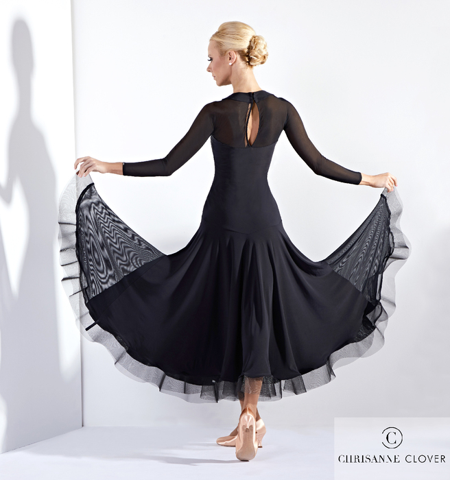 CHRISANNE: женская танцевальная одежда платье для стандарта  [EDEN] (Чёрн.) р. S,M,L,XL