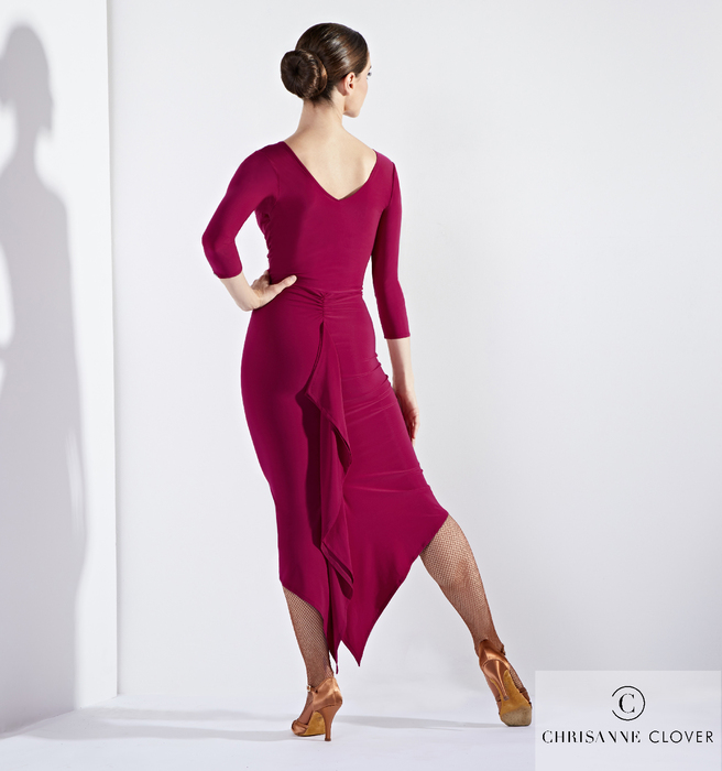CHRISANNE: женская танцевальная одежда платье для латины  [ECSTASY] (Wine) р.XS,S,M,L