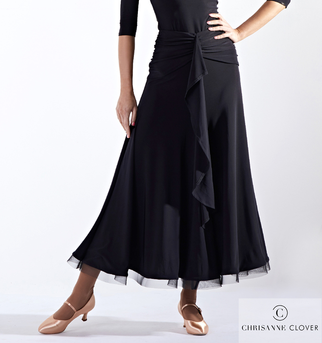 CHRISANNE: женская танцевальная одежда юбка для стандарта  [EBONY] (Чёрн.) р.XS,S,M,L
