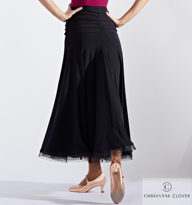 CHRISANNE: женская танцевальная одежда юбка для стандарта  [EBONY] (Чёрн.) р.XS,S,M,L