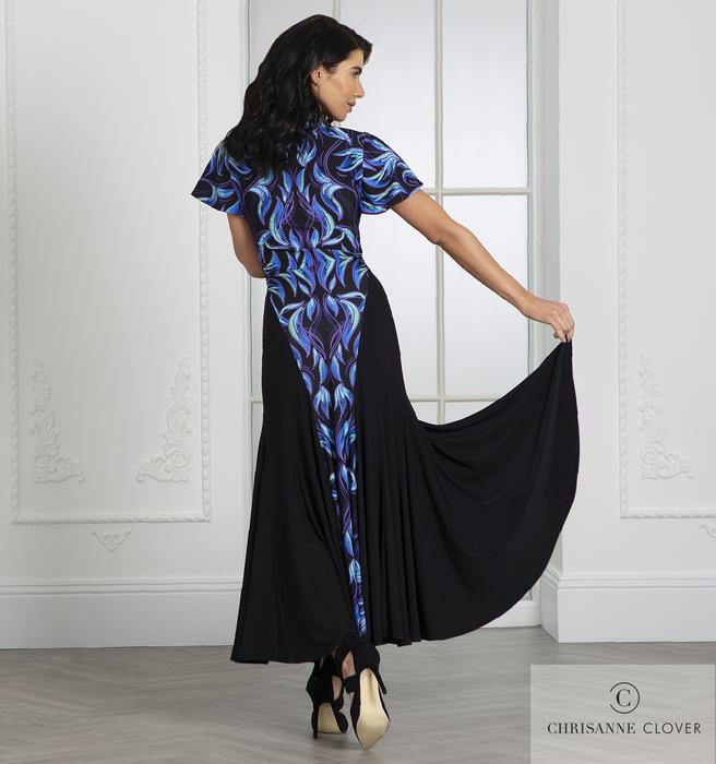 CHRISANNE: женская танцевальная одежда юбка для стандарта  [RAYNE] (BLACK AND PRINT) р.XS,S, M, L