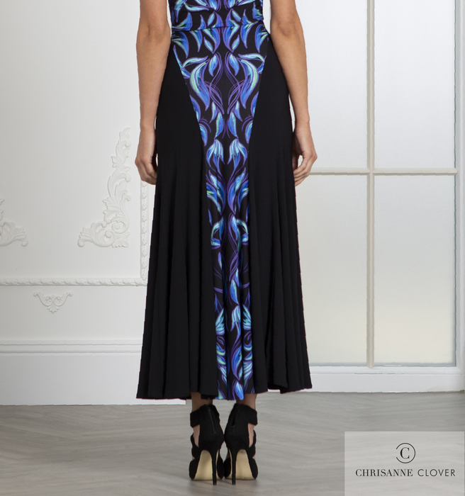 CHRISANNE: женская танцевальная одежда юбка для стандарта  [RAYNE] (BLACK AND PRINT) р.XS,S, M, L