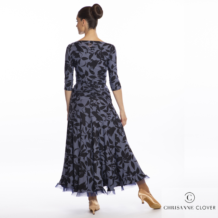 CHRISANNE: женская танцевальная одежда юбка для стандарта  [EBONY] (HEMATITE PRINT) р.XS,S, M, L