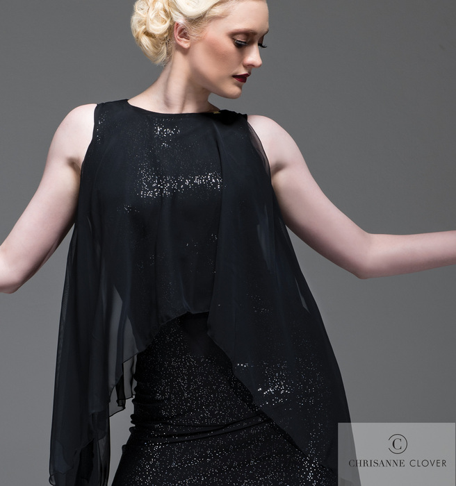 CHRISANNE: женская танцевальная одежда платье для латины  [LAYLA] (black-silver) р.XS,S,M,L