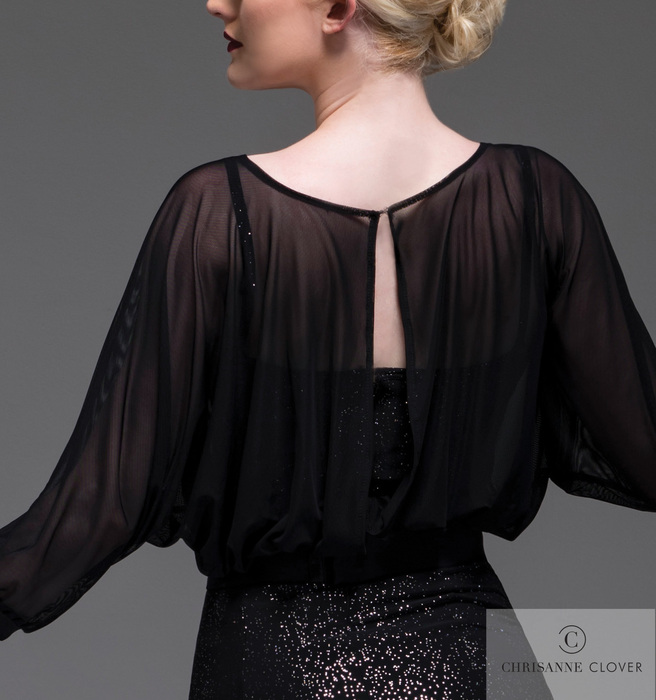 CHRISANNE: женская танцевальная одежда платье для стандарта  [ALIA] (black-silver) р.XS,S,M,L
