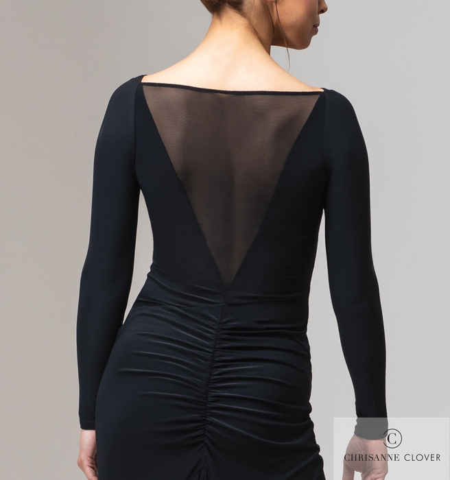 CHRISANNE: женская танцевальная одежда платье для латины  [AIDA] (Чёрное) р. XS,S,M,L
