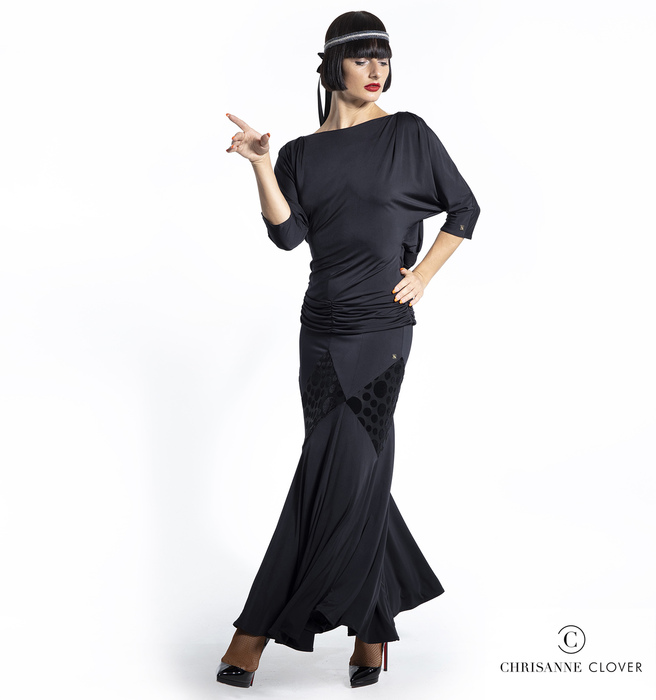 CHRISANNE: женская танцевальная одежда юбка для стандарта  [ESPEN FKETE] (Чёрн.) р.S, M, L, XL