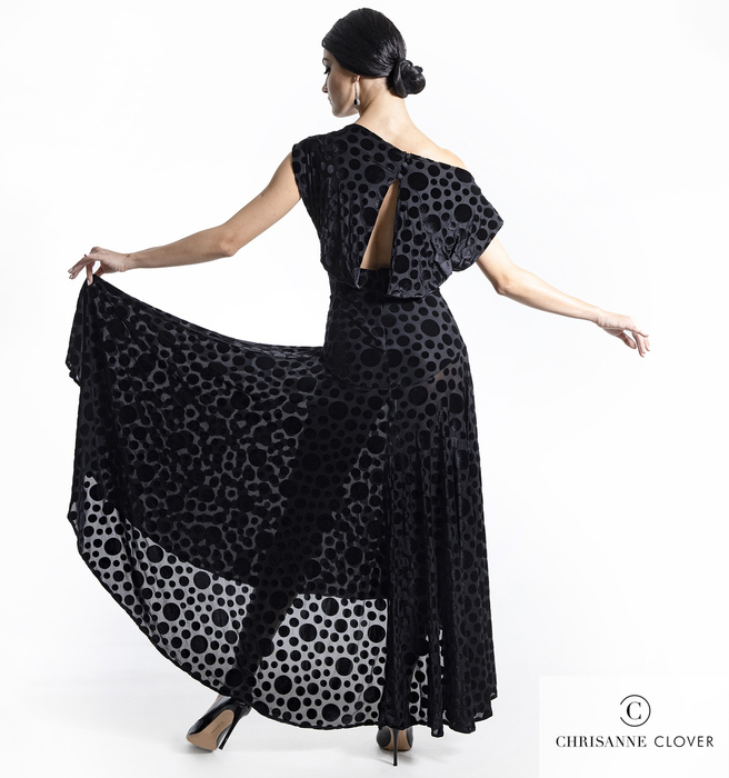 CHRISANNE: женская танцевальная одежда платье для стандарта  [ESPEN CHERNYY] (Чёрн.) р.S, M, L, XL