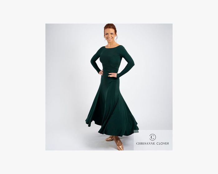 CHRISANNE: женская танцевальная одежда платье для стандарта  [NOEMI] (Forest Green) р.XS,S, M, L, XL