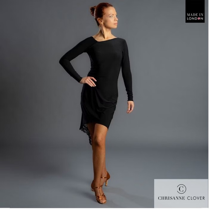 CHRISANNE: женская танцевальная платье для латины  [AUDREY 25] (Чёрн.) р.S,M,L