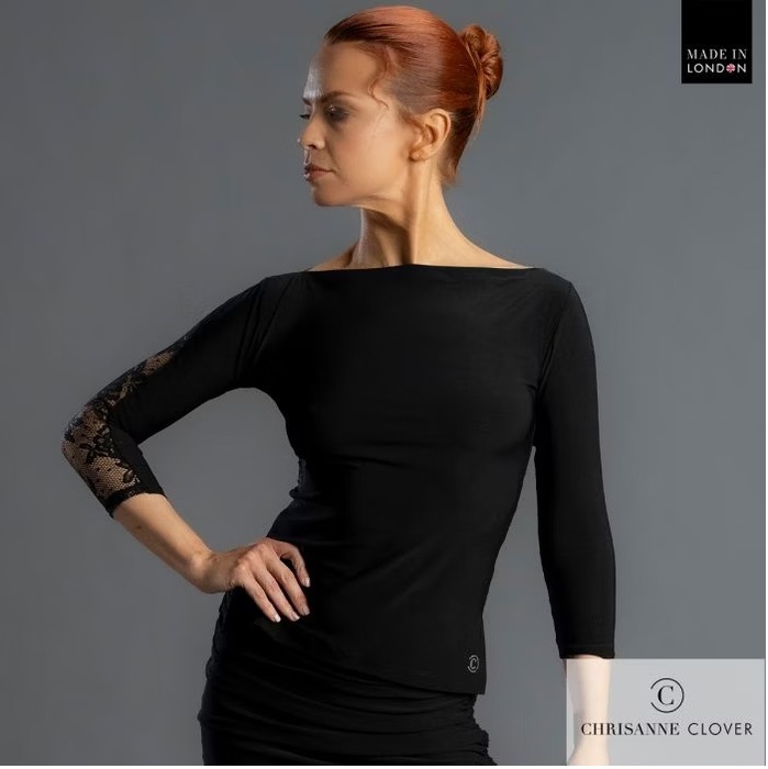 CHRISANNE: женская танцевальная одежда топ  [CONSTANCE 25] (Чёрн.) р.S,M,L