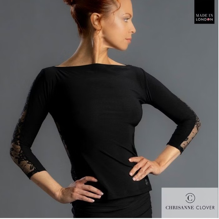 CHRISANNE: женская танцевальная одежда топ  [CONSTANCE 25] (Чёрн.) р.S,M,L