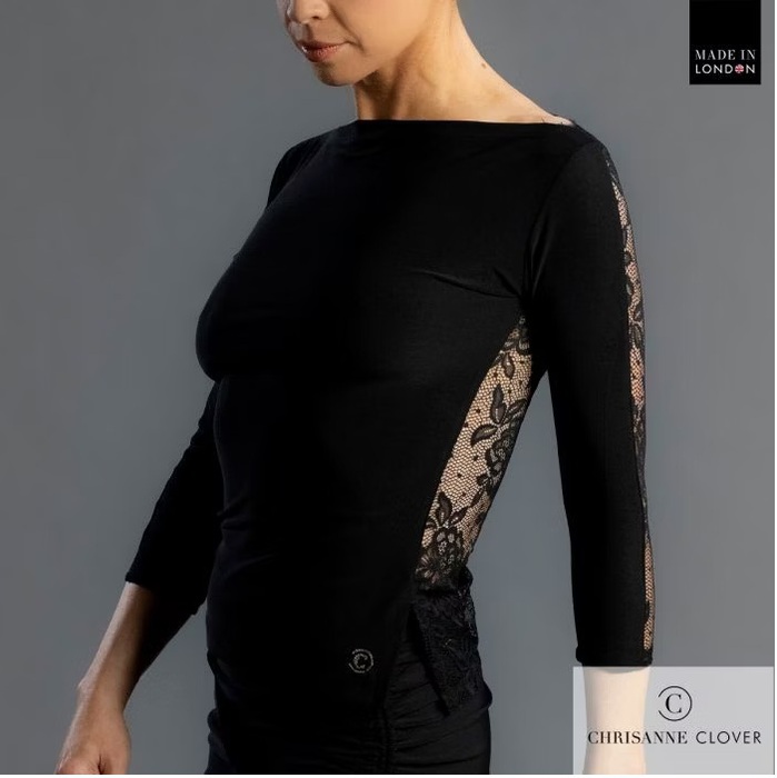 CHRISANNE: женская танцевальная одежда топ  [CONSTANCE 25] (Чёрн.) р.S,M,L