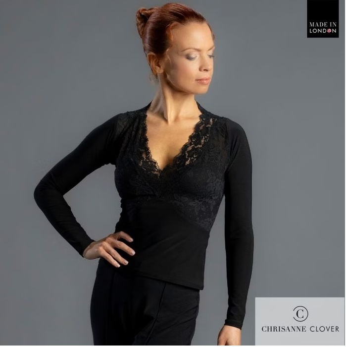 CHRISANNE: женская танцевальная одежда топ  [ELIZABETH 25] (Чёрн.) р.S,M,L