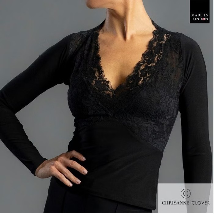 CHRISANNE: женская танцевальная одежда топ  [ELIZABETH 25] (Чёрн.) р.S,M,L