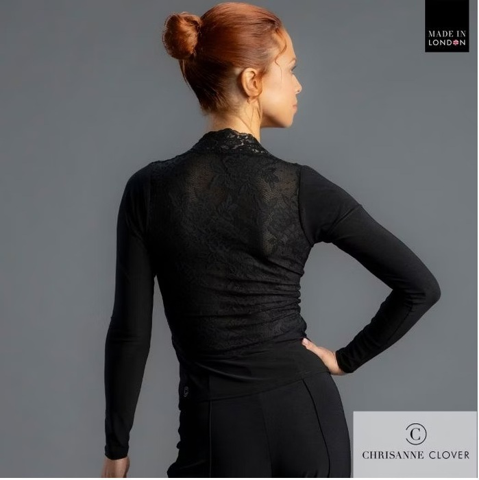 CHRISANNE: женская танцевальная одежда топ  [ELIZABETH 25] (Чёрн.) р.S,M,L