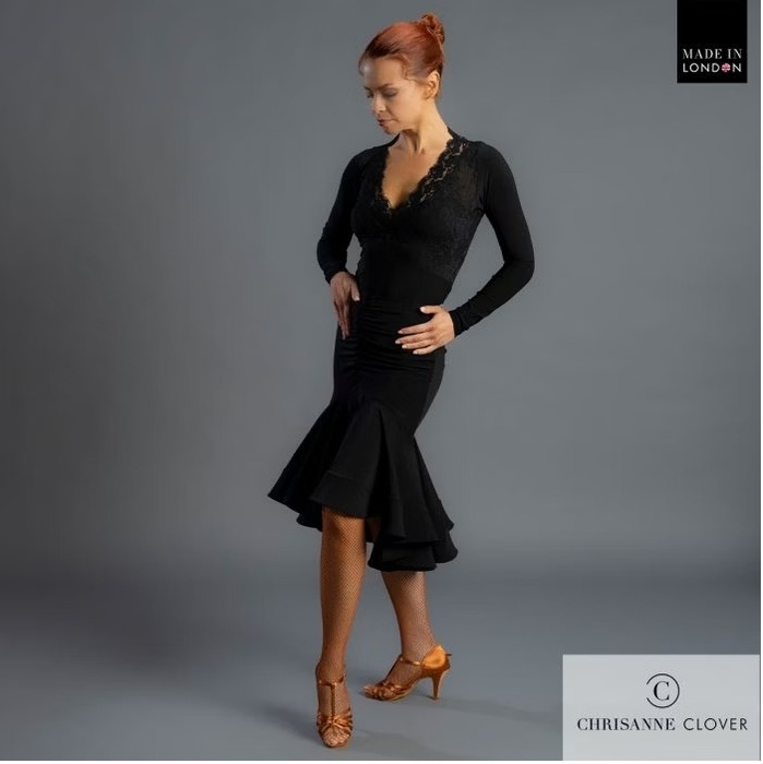 CHRISANNE: женская танцевальная одежда топ  [ELIZABETH 25] (Чёрн.) р.S,M,L