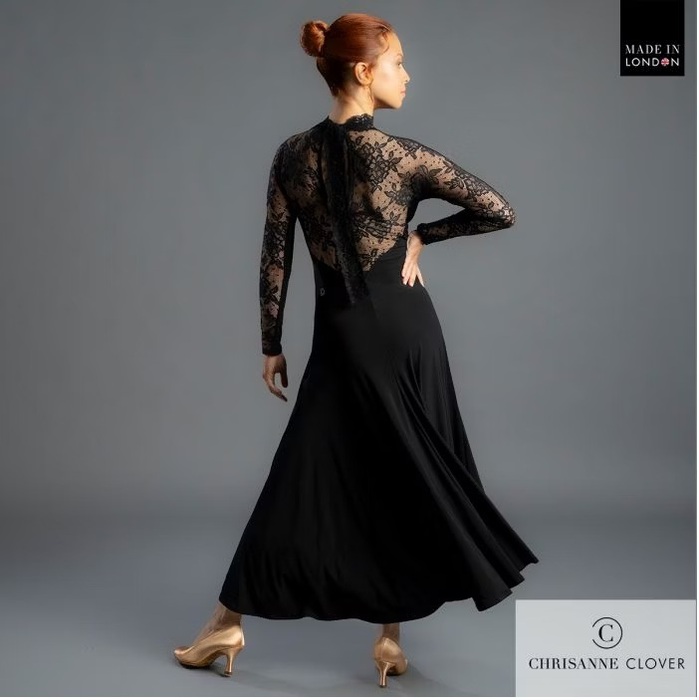 CHRISANNE: женская танцевальная одежда платье для стандарта  [FLORENCE  25] (Чёрн.) р.S,M,L