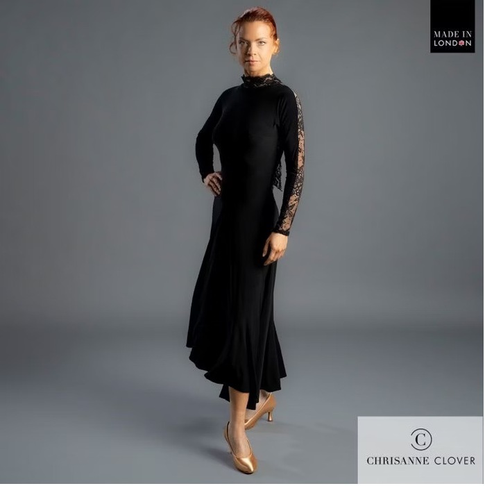 CHRISANNE: женская танцевальная одежда платье для стандарта  [FLORENCE  25] (Чёрн.) р.S,M,L