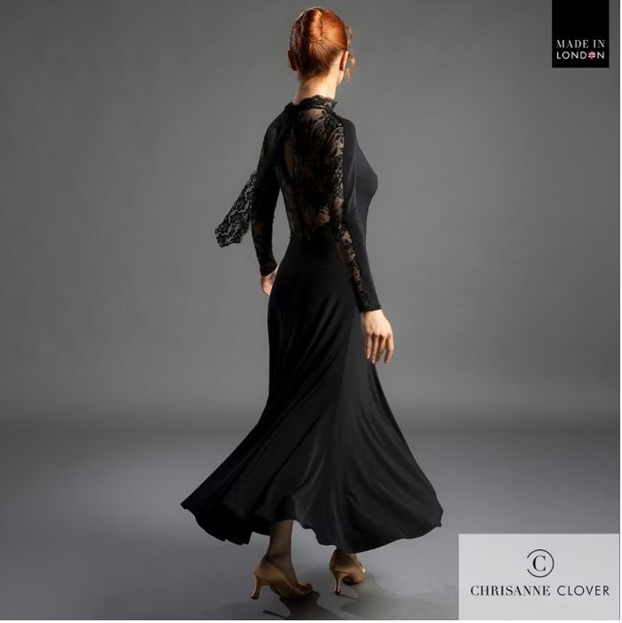 CHRISANNE: женская танцевальная одежда платье для стандарта  [FLORENCE  25] (Чёрн.) р.S,M,L