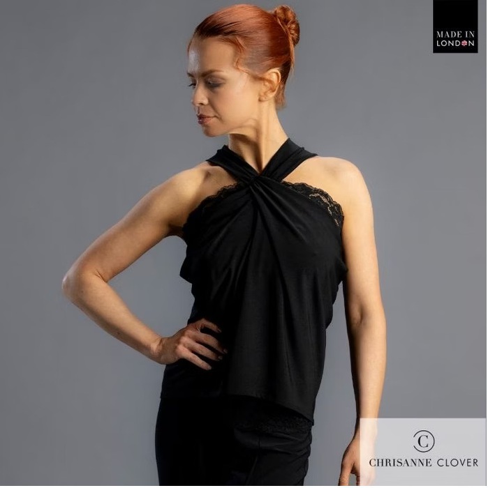 CHRISANNE: женская танцевальная одежда топ  [HARRIET 25] (Чёрн.) р.S,M,L