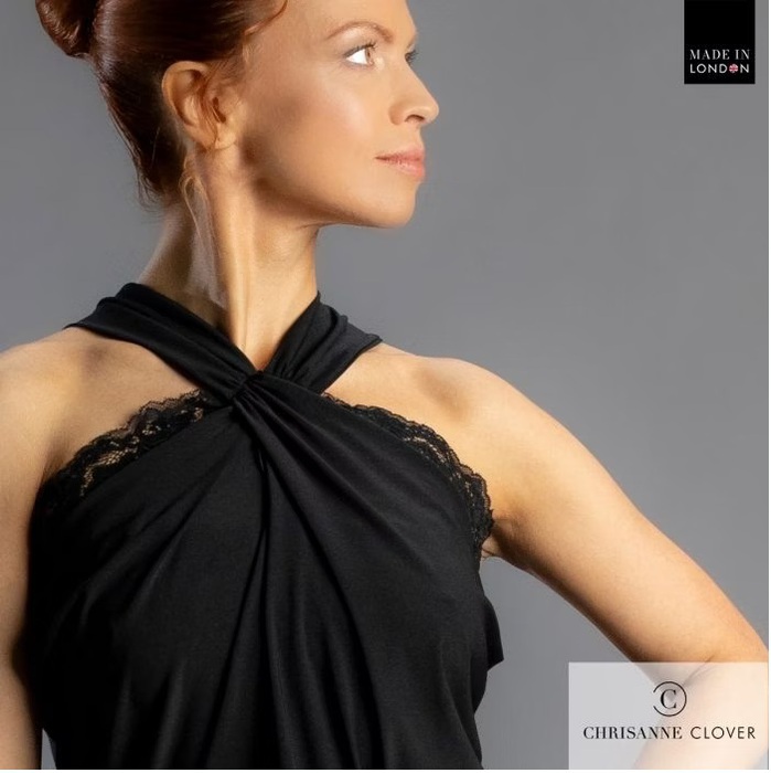 CHRISANNE: женская танцевальная одежда топ  [HARRIET 25] (Чёрн.) р.S,M,L