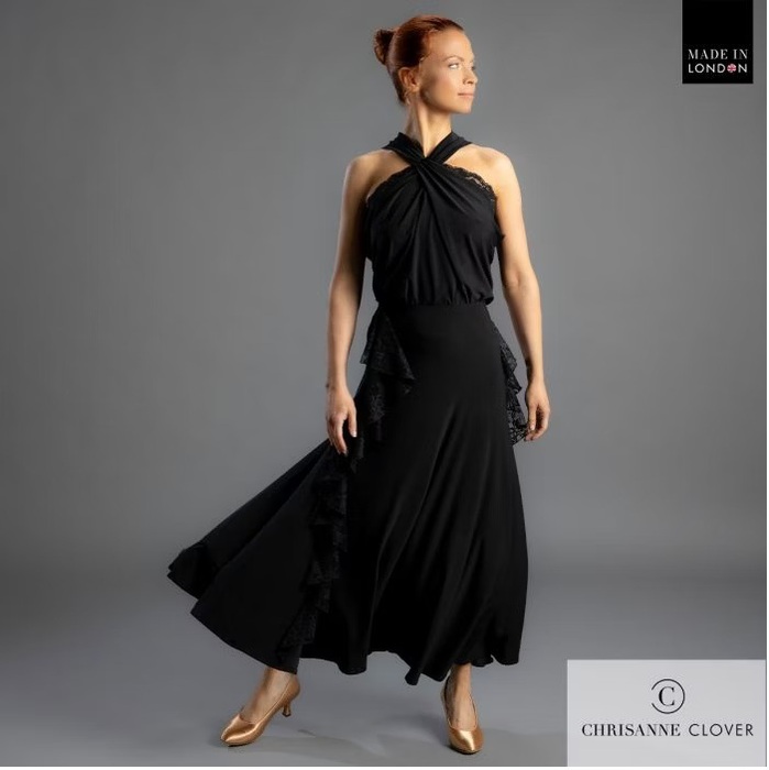 CHRISANNE: женская танцевальная одежда юбка для стандарта  [ISABELLE 25] (Чёрная) р.S, L, M