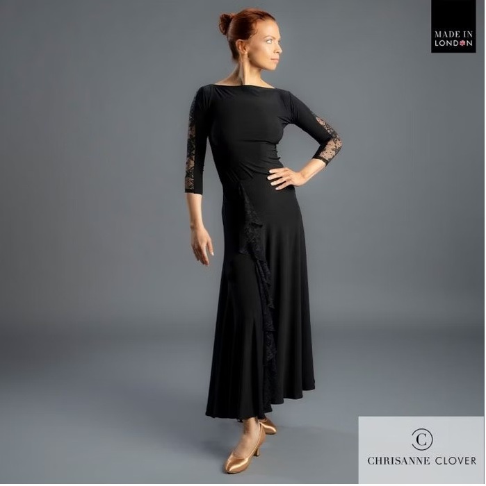 CHRISANNE: женская танцевальная одежда юбка для стандарта  [ISABELLE 25] (Чёрная) р.S, L, M